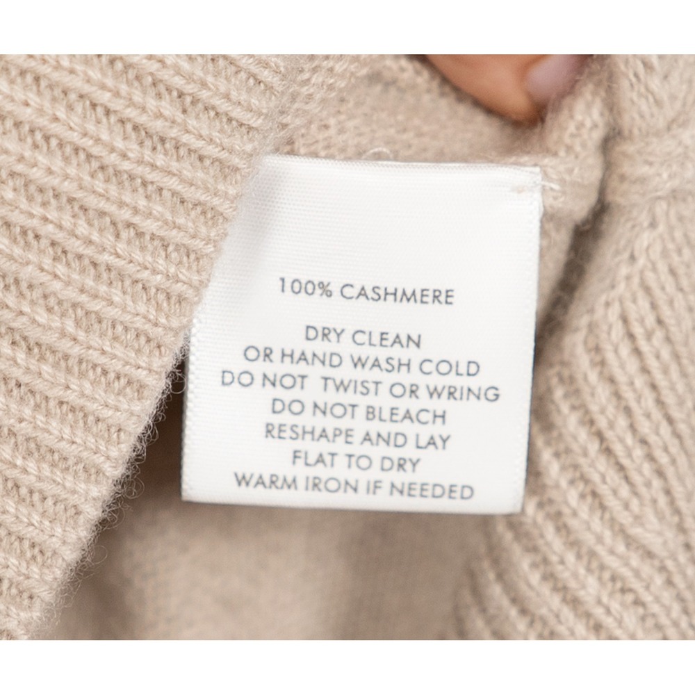 White + Warren Womens Cashmere Oversized V-Neck Polo Sweater Beige Large - Picture 3 of 7